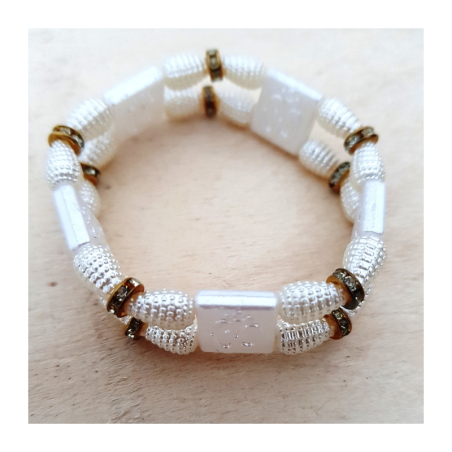 Náramek ÓM dvojitý bílý