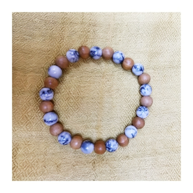 Náramek dřevo a kameny