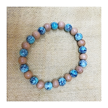 Náramek dřevo a kameny