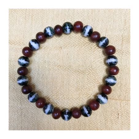 Náramek dřevo a kameny