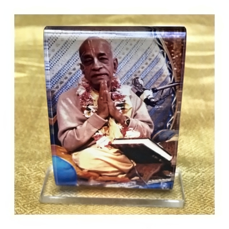 Obrázek Prabhupád 7 x 5 cm na modrém pozadí