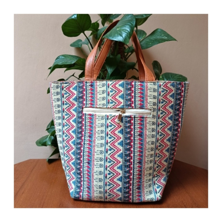 Kabelka textilní s kůží