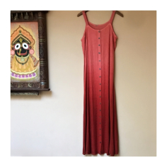 Šaty na knoflíky dlouhé, oranžovočervené, Free size