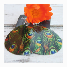 Náušnice Paví pera, kov 2