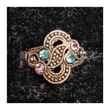 Orientální kovový prsten s barevnými kamínky 1