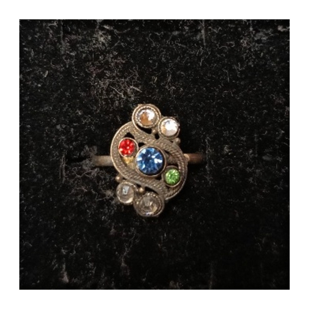 Orientální kovový prsten s barevnými kamínky 2