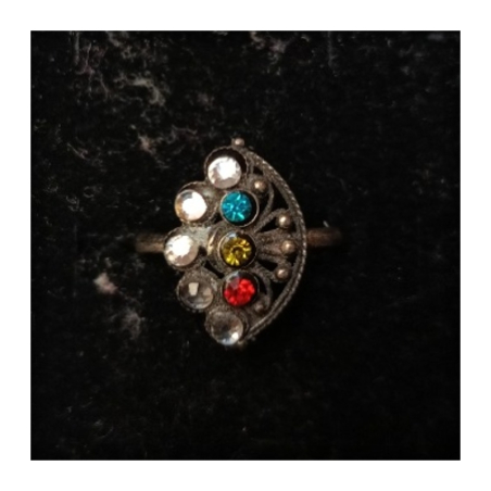 Orientální kovový prsten s barevnými kamínky 3
