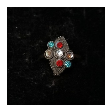 Orientální kovový prsten s barevnými kamínky 7
