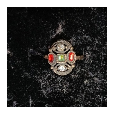 Orientální kovový prsten s barevnými kamínky 9