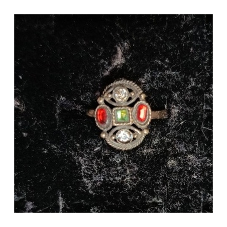 Orientální kovový prsten s barevnými kamínky 9