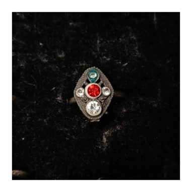 Orientální kovový prsten s barevnými kamínky 10