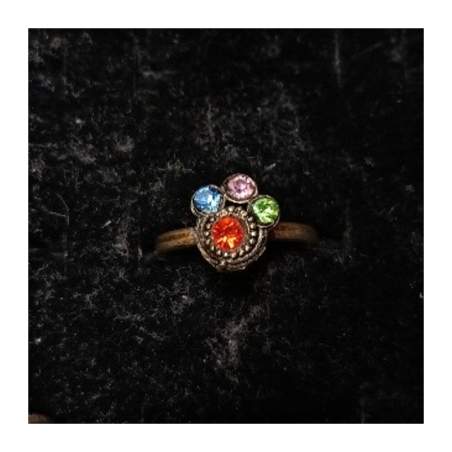 Orientální kovový prsten s barevnými kamínky 11