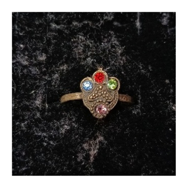 Orientální kovový prsten s barevnými kamínky 13