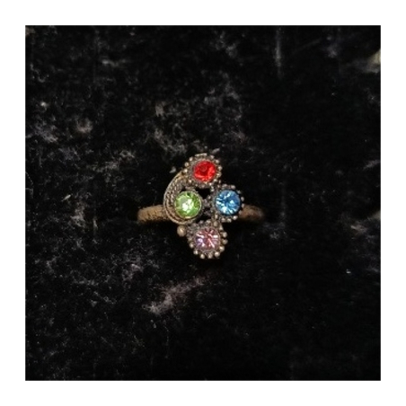 Orientální kovový prsten s barevnými kamínky 14