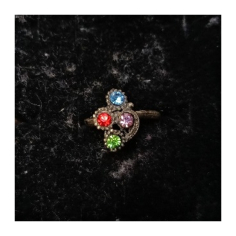 Orientální kovový prsten s barevnými kamínky 14 2