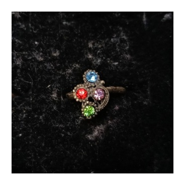 Orientální kovový prsten s barevnými kamínky 14