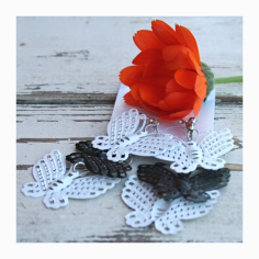 Náušnice Motýlci černí a bílí, kov