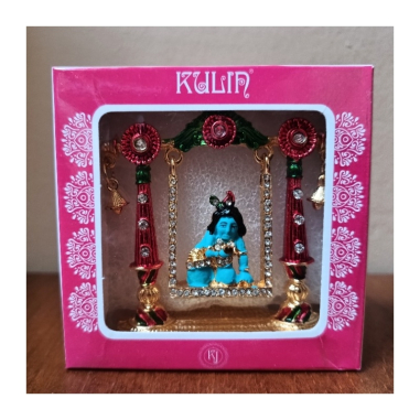 Malý Krišna z pozlaceného kovu