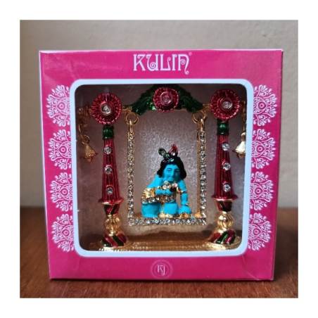 Malý Krišna z pozlaceného kovu