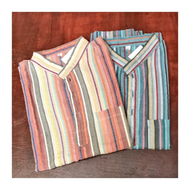 Kurta pánská pruhovaná, stojáček, kr. rukáv