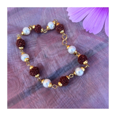 Náramek rudrakša s perličkami