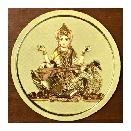 Nálepka Sarasvatí zlatá pr. 7 cm