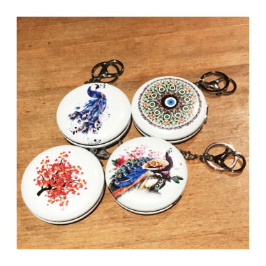 Klíčenka se zrcátky kulatá