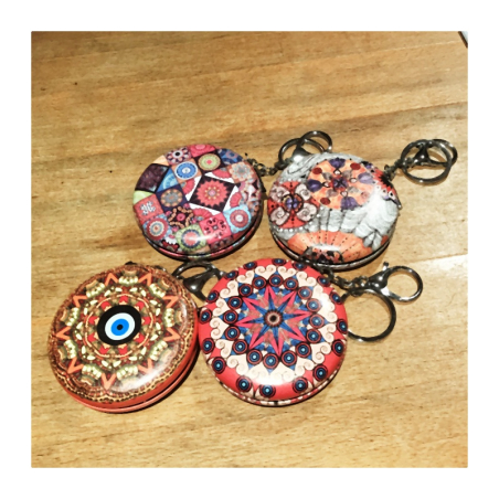 Klíčenka se zrcátky kulatá