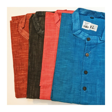 Kurta pánská jednobarevná, stojáček, kr. rukáv