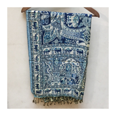 Čadar kašmírový vzor, viskóza, zelený podklad