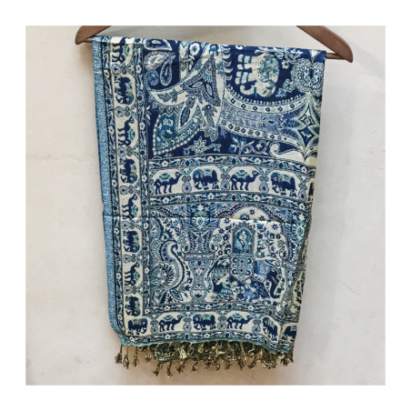 Čadar kašmírový vzor, viskóza, zelený podklad