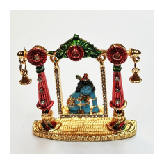 Malý Krišna na houpačce, murti pozlacená