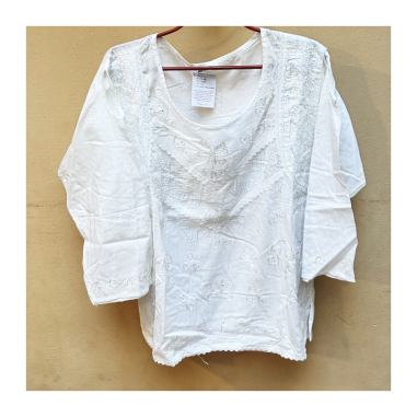 Dámská kurta bílá vyšívaná s flitry, 3/4 rukáv