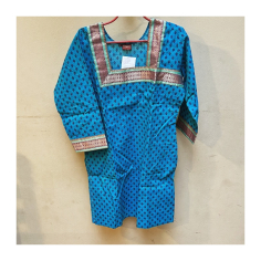 Dámská kurta s bordurou tyrkysová, 3/4 rukáv, L