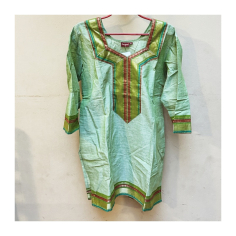 Dámská kurta s bordurou zelená, 3/4 rukáv