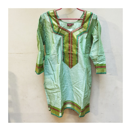 Dámská kurta s bordurou zelená, 3/4 rukáv