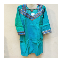 Dámská kurta s bordurou zelená, 3/4 rukáv 2