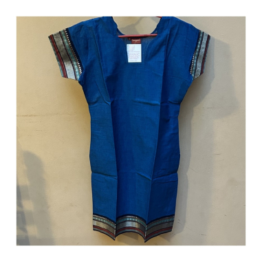 Dámská kurta s bordurou modrá, kr. rukáv