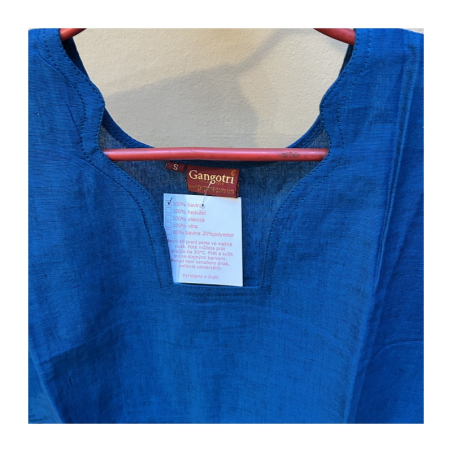 Dámská kurta s bordurou modrá, kr. rukáv