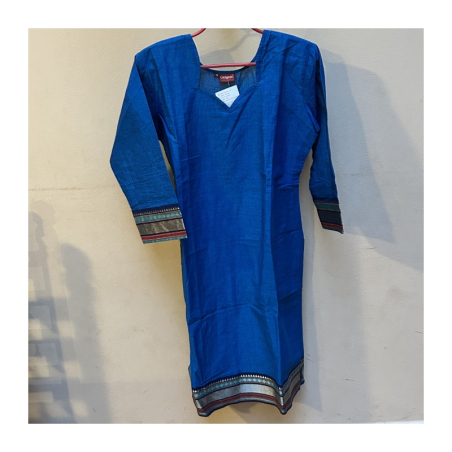 Dámská kurta s bordurou modrá, 3/4 rukáv, M