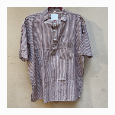 Kurta pánská, pruhy, stojáček, kr. rukáv