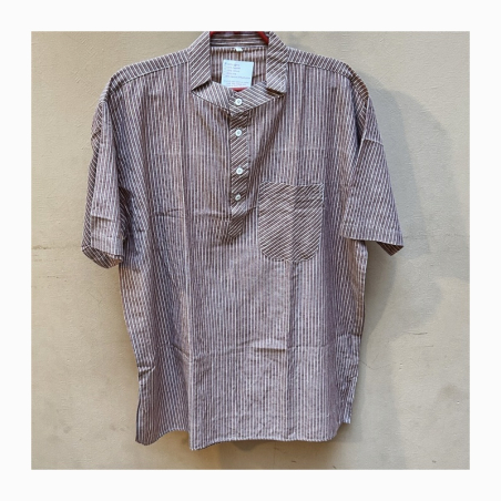 Kurta pánská, pruhy, stojáček, kr. rukáv