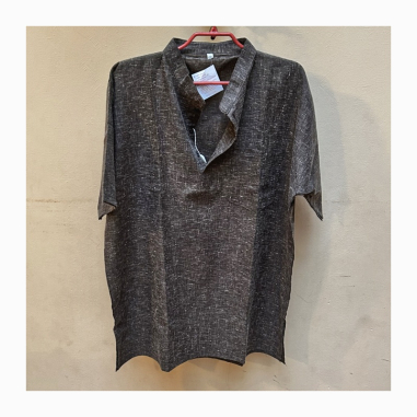 Kurta pánská žíhaná, stojáček, kr. rukáv