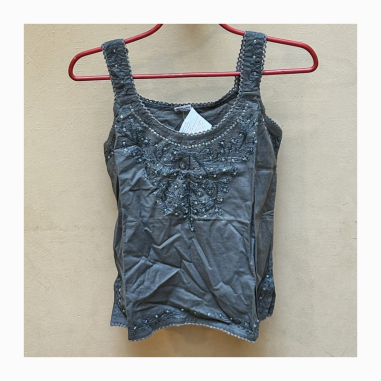 Top vyšívaný jednobarevný, silnější ramínka, S