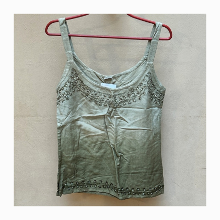 Top vyšívaný jednobarevný, ramínka, S