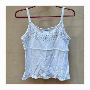 Top vyšívaný bílý, ramínka, S