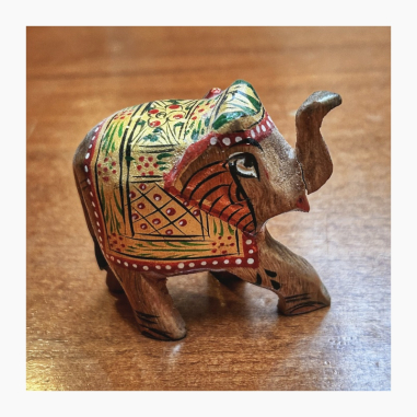 Slon dřevěný malovaný 7x7 cm