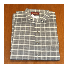 Kurta pánská bílé pruhy šedá, stojáček, kr. rukáv 2