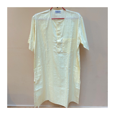 Kurta pánská jemně žlutá delší, kr. rukáv, S