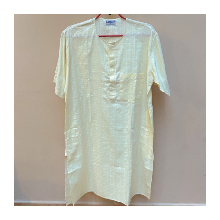 Kurta pánská jemně žlutá delší, kr. rukáv, S